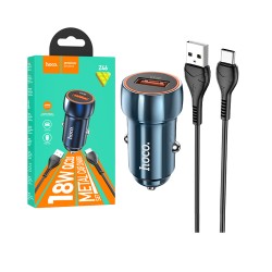 Hoco Car Charger  Z46 Blue Shield 18w QC3.0 With Micro Cable 1m Sapphire Blue Hoco Car Charger  Z46 Blue Shield 18w QC3.0 With Micro Cable 1m Sapphire Blue